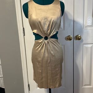 SHEIN Champagne Satin Cut-Out Dress. Size S/4